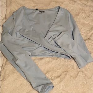 Bo+Tee Icy Blue cropped long sleeve top